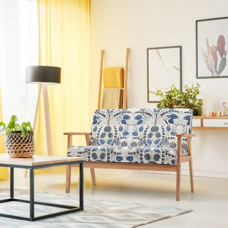 Gymax Modern Fabric Loveseat Sofa Couch Upholstered 2-Seat Wood - 45'' x 26.5'' x 32''