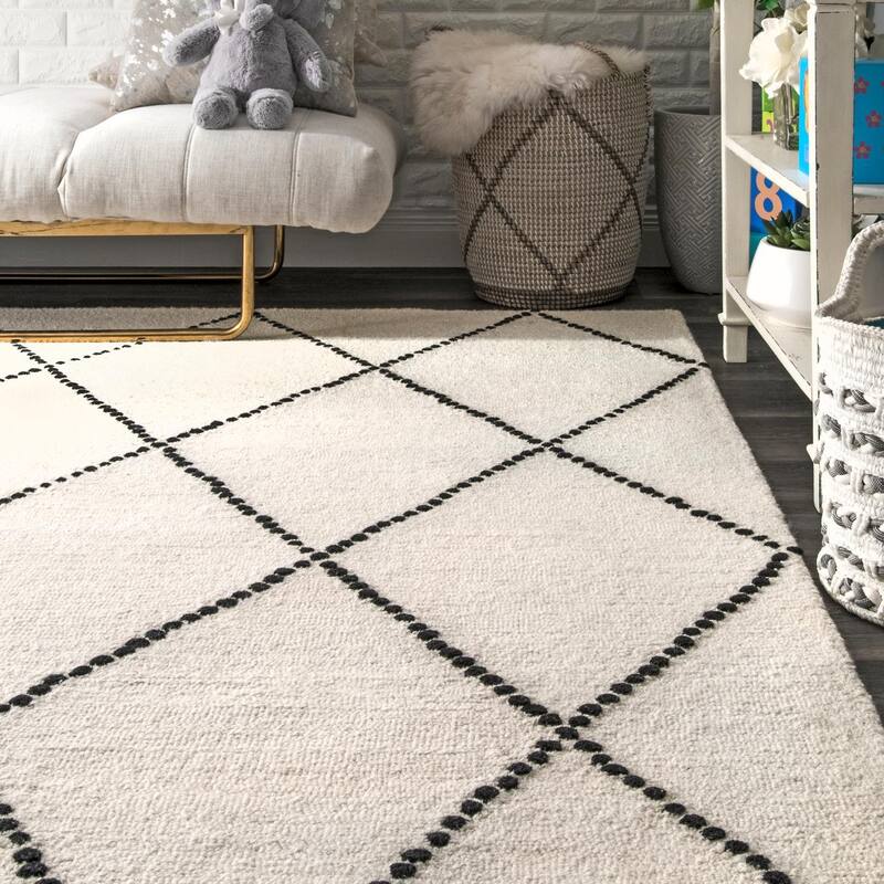 Nuloom Handmade Dotted Trellis Wool Kids Nursery Rug