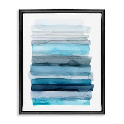 Stupell Water Inspired Blue Grey Ombre Abstract Lines Floater Frame