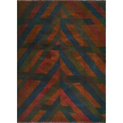 Noori Rug Vintage Rainbow-Dye Khaldun Rust/Blue Rug - 4'2" x 6'3"