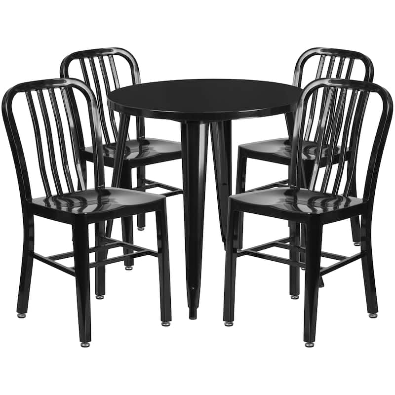 30-inch Round Metal Table and Chairs 5-piece Set