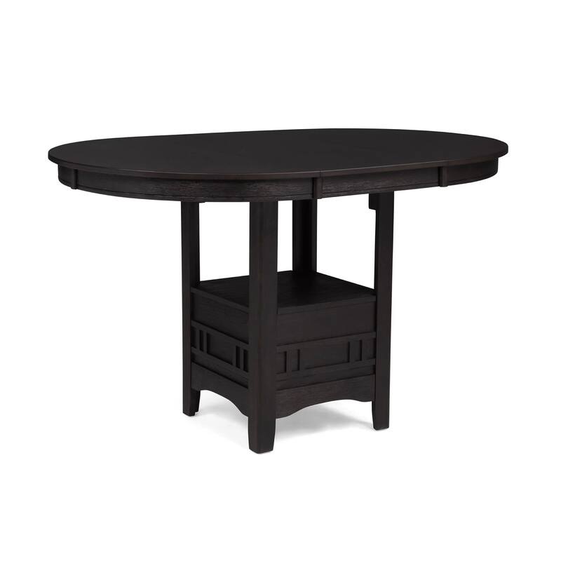 Mipo Counter Height Dining Table, Black Wood, 42-60 Inch Extendable Top - Charcoal Black