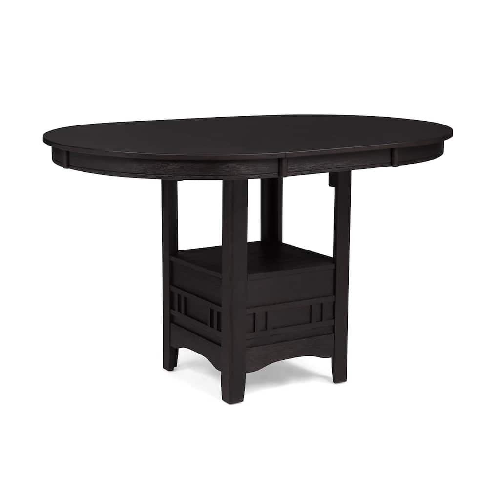 Mipo Counter Height Dining Table, Black Wood, 42-60 Inch Extendable Top - Charcoal Black