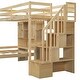 preview thumbnail 12 of 26, Twin over Twin Loft Bed with Built-in Desk, Staircase, Storage Compartments, Shelves, and Solid Pine Wood Construction, Natural