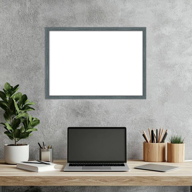 Amanti Art Dixie Blue Grey Rustic Narrow Framed Dry Erase Magnetic Board