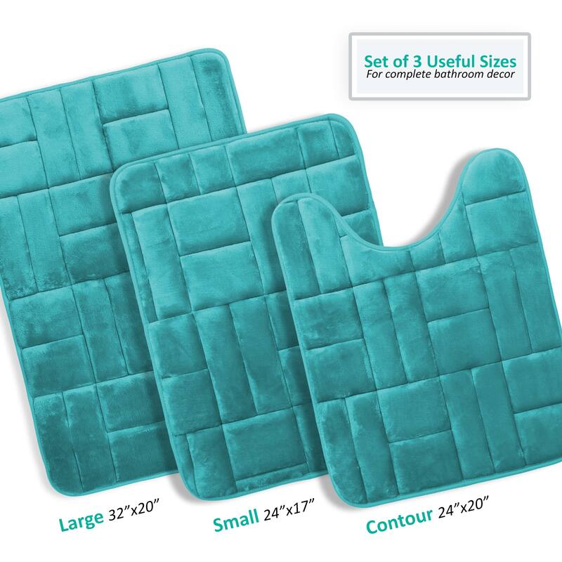 Clara Clark Ultra Soft Non Slip and Absorbent Bath Rug - Tiled Velvet Memory Foam Bath Mat