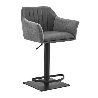 Lush Grey Faux Leather and Fabric Adjustable Swivel Stool - 42 x 20 x 21