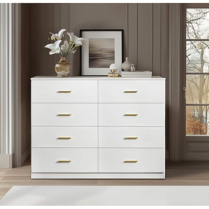 8 Drawers Dresser for Bedroom, 47.25" Wide Dresser & Chest of Drawers, Storage Dressers Organizer for Living Room Entryway - White - 8-drawer