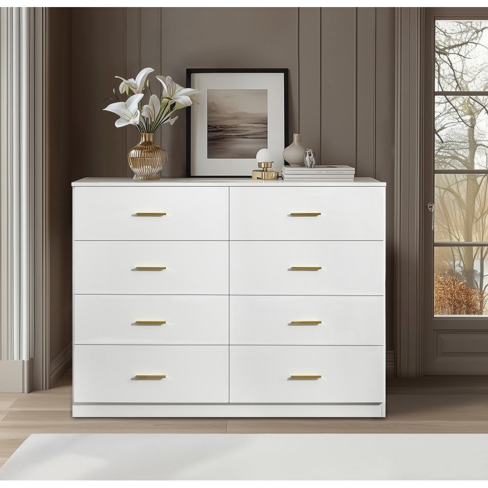 Modern Black 8-Drawer Dresser for Bedroom - Ample Storage Wide Chest of Drawers, Sturdy & Safe