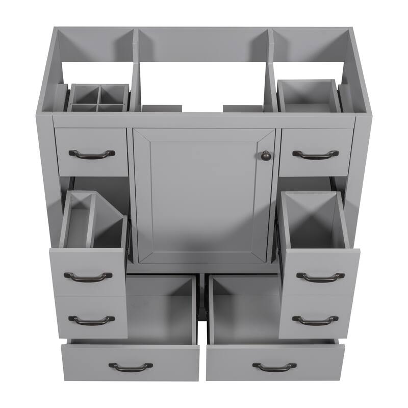 Freestanding Green Bathroom Cabinet Base - Ample Storage, Multi-Functional Drawers, Sink Not Included - 35.5in L