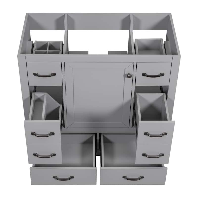 GDFStudio - Avalon 36-Inch Bathroom Vanity Cabinet Base Only, Six Drawers, Multi-Functional Drawer Divider, Painted Finish