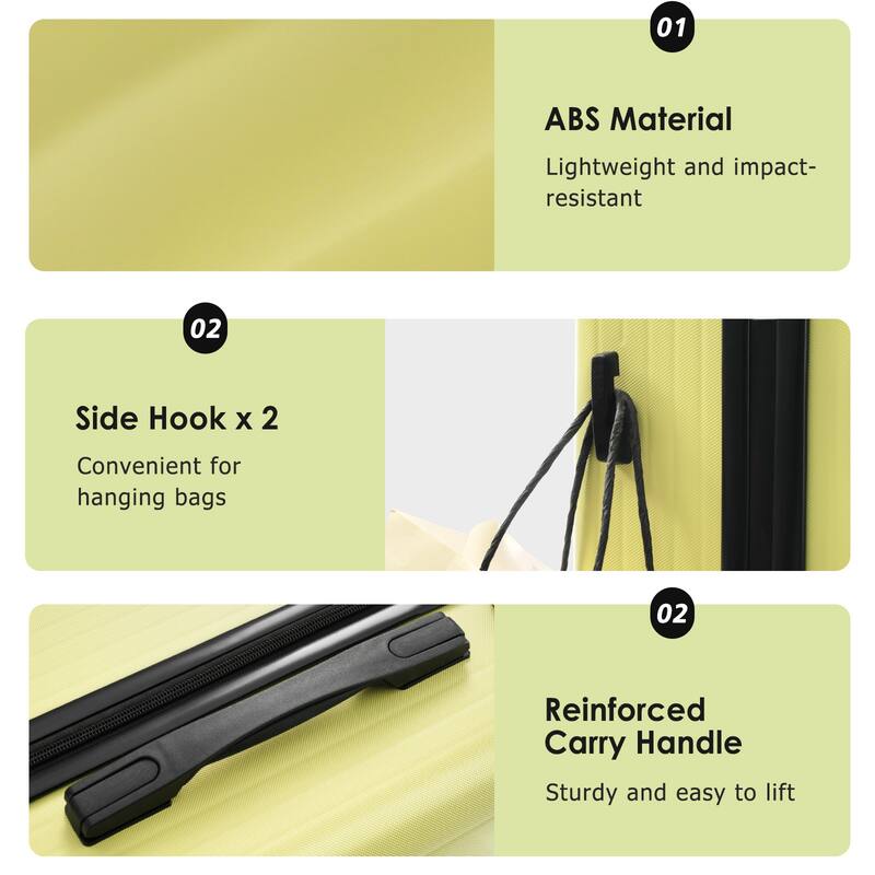 Luggage Set 3 Piece, Lightweight Durable ABS Suitcases with Spinner Wheels and TSA Lock, Carry-on & Checked Travel Luggage