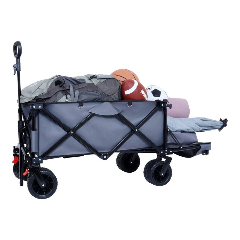 Foldable Wagon with Extended Tailgate and Wheels - N/A