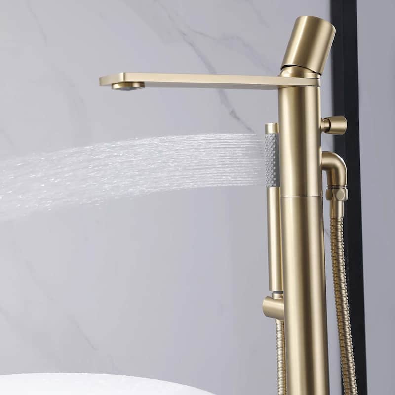Rbrohant Freestanding Bathtub Faucet with Hand Shower Floor Mount Tub Filler