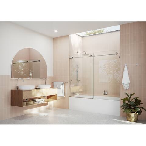 Glass Warehouse 68 in. - 72 in. x 60in. Frameless Bath Tub Sliding Shower Door