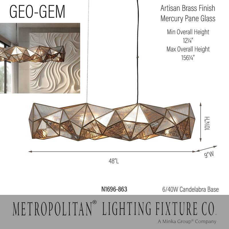 Metropolitan N1696 Geo-Gem 6 Light 48" Wide Linear Chandelier