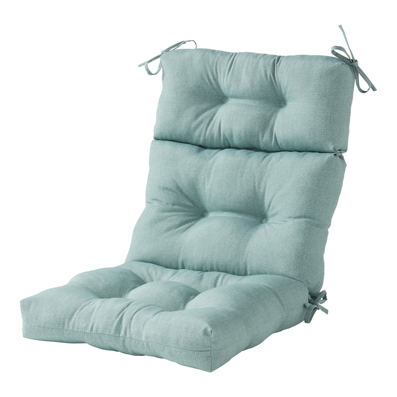 Solid Heathered 44x22-inch Outdoor High-Back Chair Cushion (Cushion Only) - Seaglass