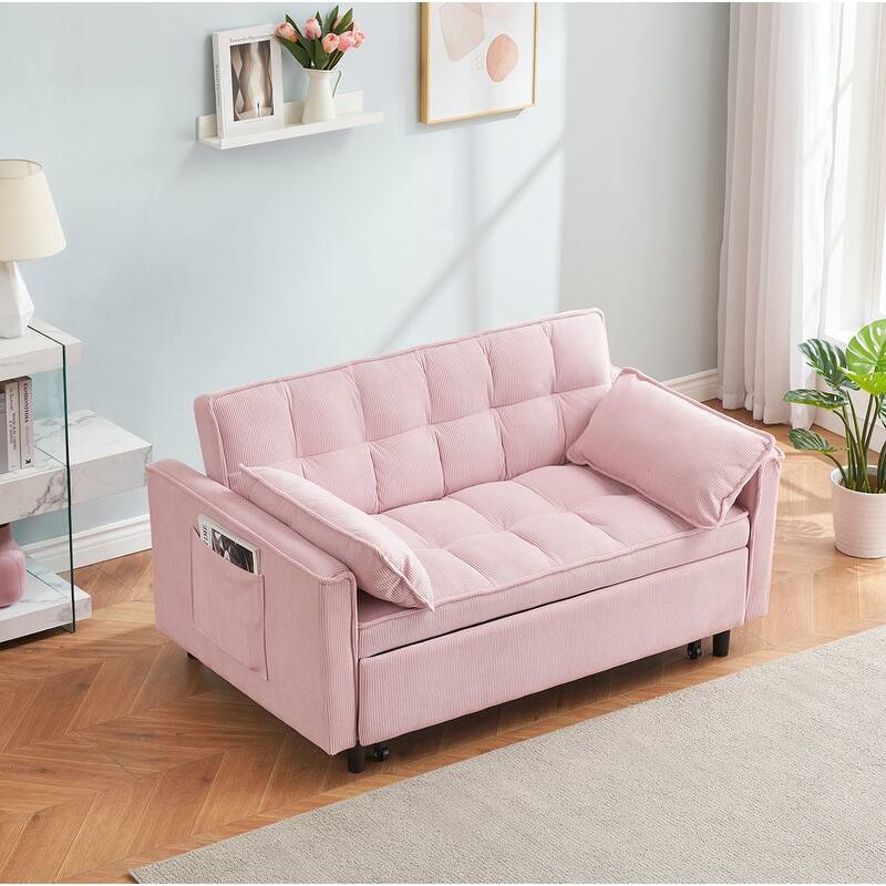 55" Corduroy Double Upholstered Sofa Bed