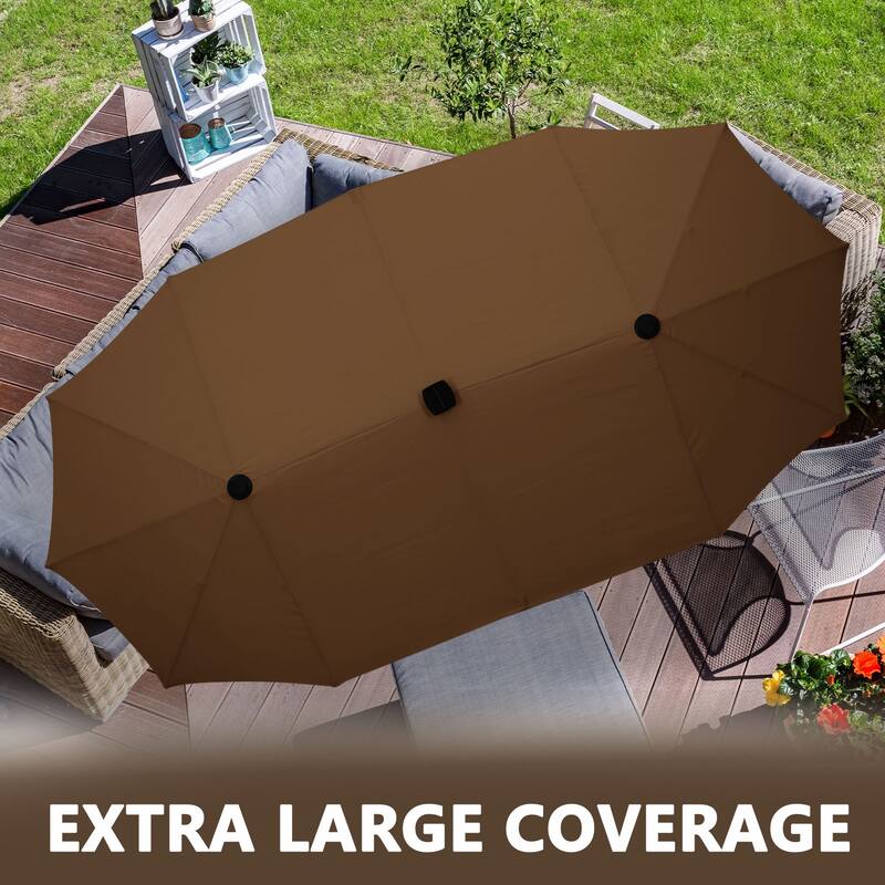 Autlaycil 13 ft Patio Umbrella with Crank Outdoor Umbrella with Base