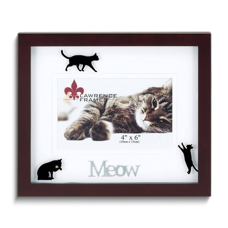 Curata Walnut Wood Matted 6x4 Meow Photo Frame