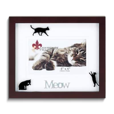Curata Walnut Wood Matted 6x4 Meow Photo Frame