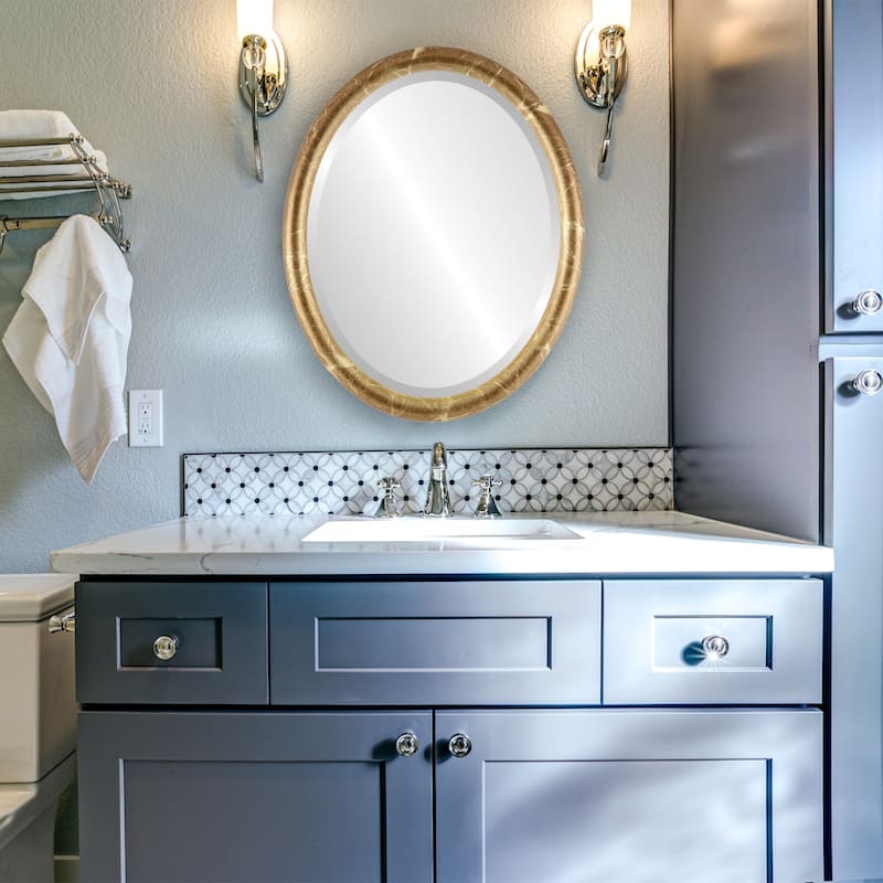 Pasadena Framed Oval Mirror in Champagne Gold - Antique Gold