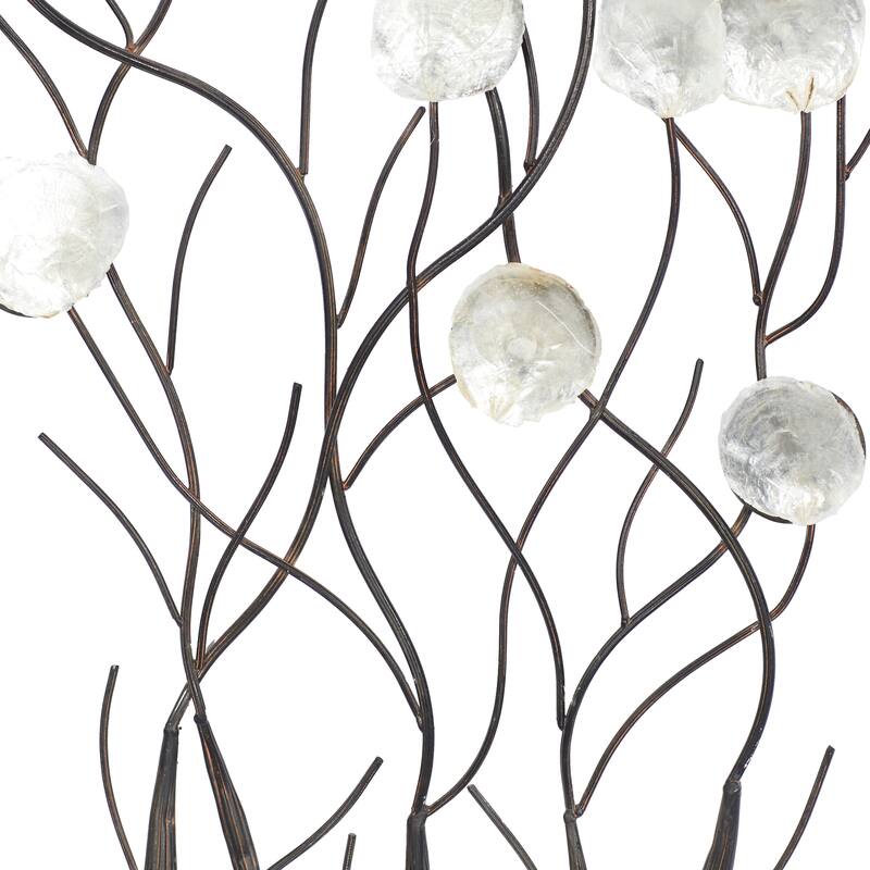 Capiz Shell Floral Wall Decor with Capiz Accents - White - Roche River Decor