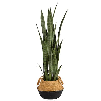 Artificial Wheat Plant with Planter - 53In. Vintage Farmhouse Decor - Indoor Outdoor Greenery - Green - 46