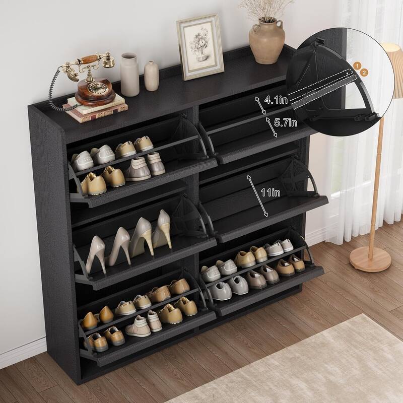 Narrow Shoe Cabinet Organizer with 6 Flip Drawers for Entryway, Hallway, Living Room