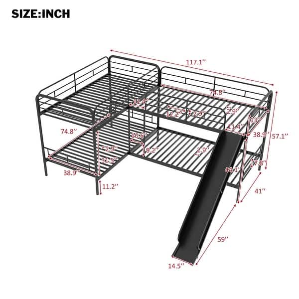Twin Size L-Shaped Bunk Bed with Slide and Ladder - Bed Bath & Beyond ...