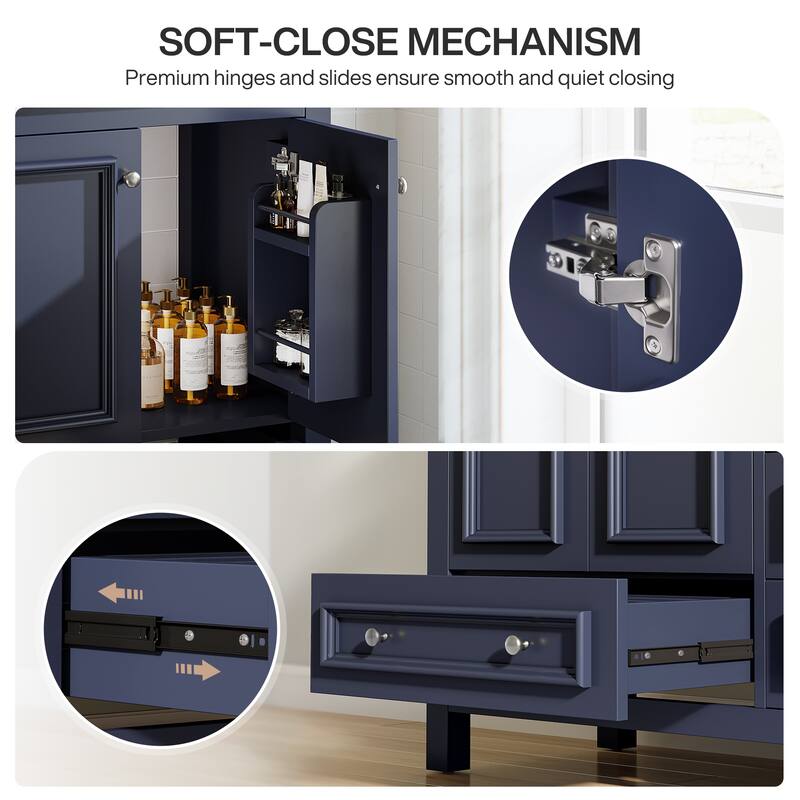 Modern Bathroom Vanity with Sink, Vanity Cabinet with Drawer and Door Organizer