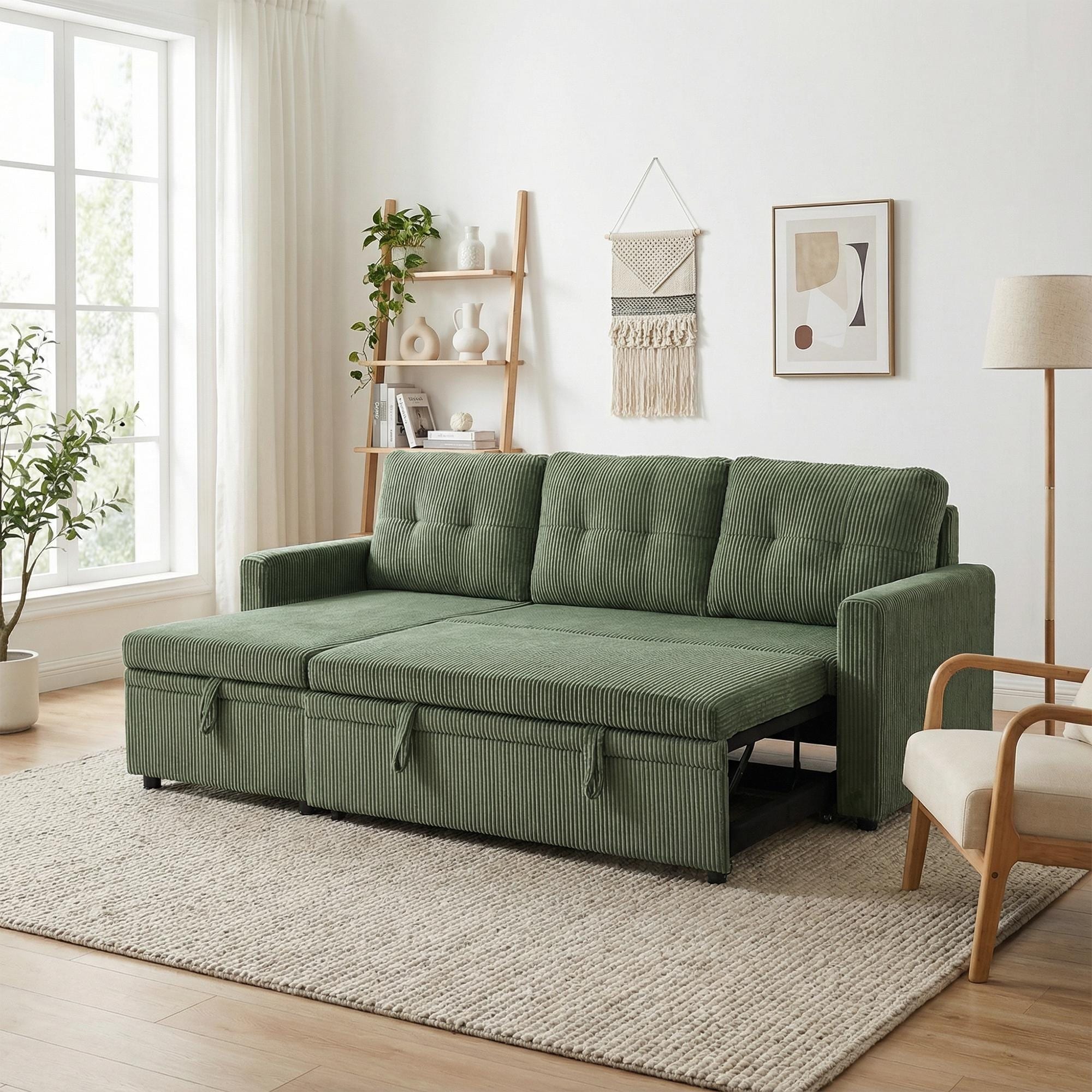 79" Reversible Sleeper Sectional Sofa with Pull-Out Bed