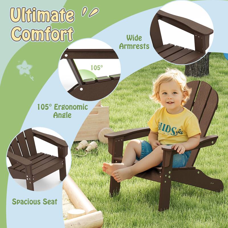 Gymax 4PCS Kid's Adirondack Chair All-Weather HDPE Toddler Lawn Chair