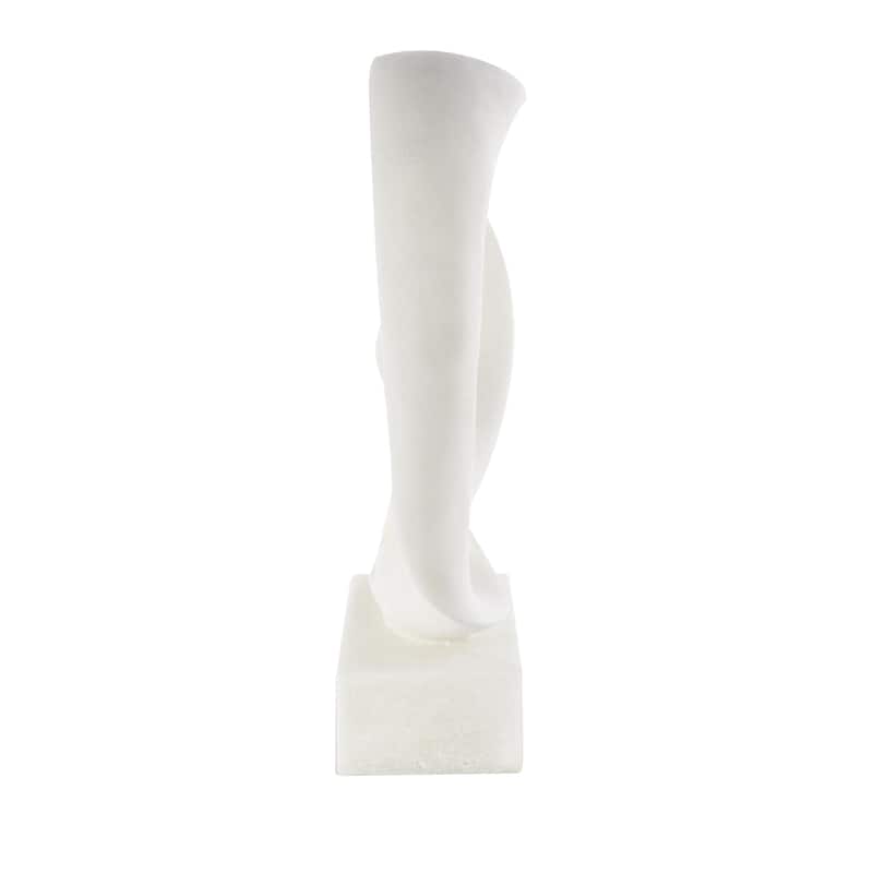 Polystone Abstract Textured Open Wave Decorative Sculpture with Elevated Base - White - Roche River Decor