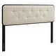 Glendale Traditional Beige Fabric Button Tufted Queen Size Black Wooden ...