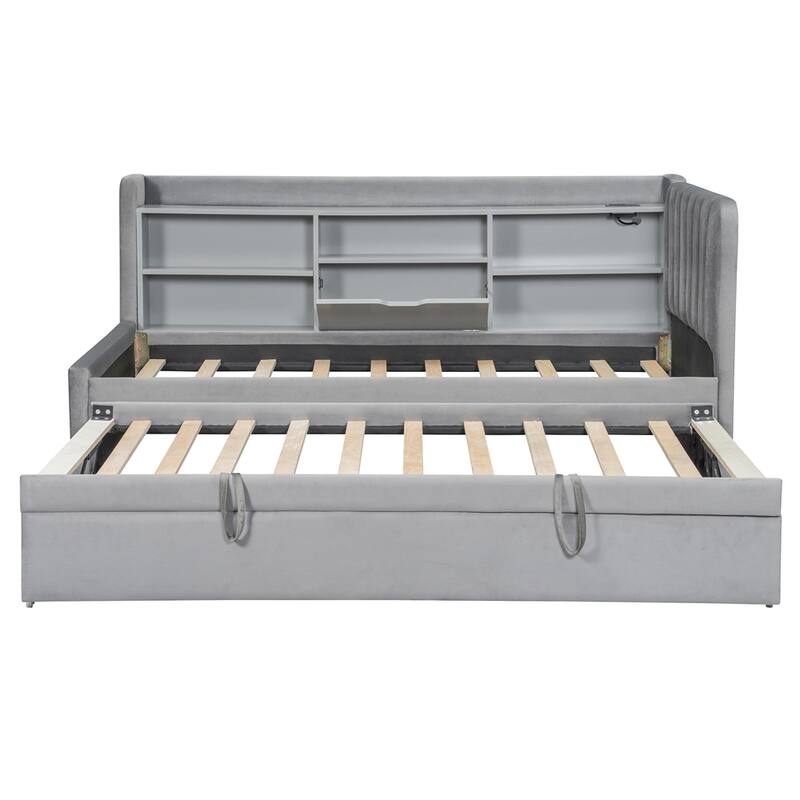 Twin Size Upholstered Daybed with Trundle