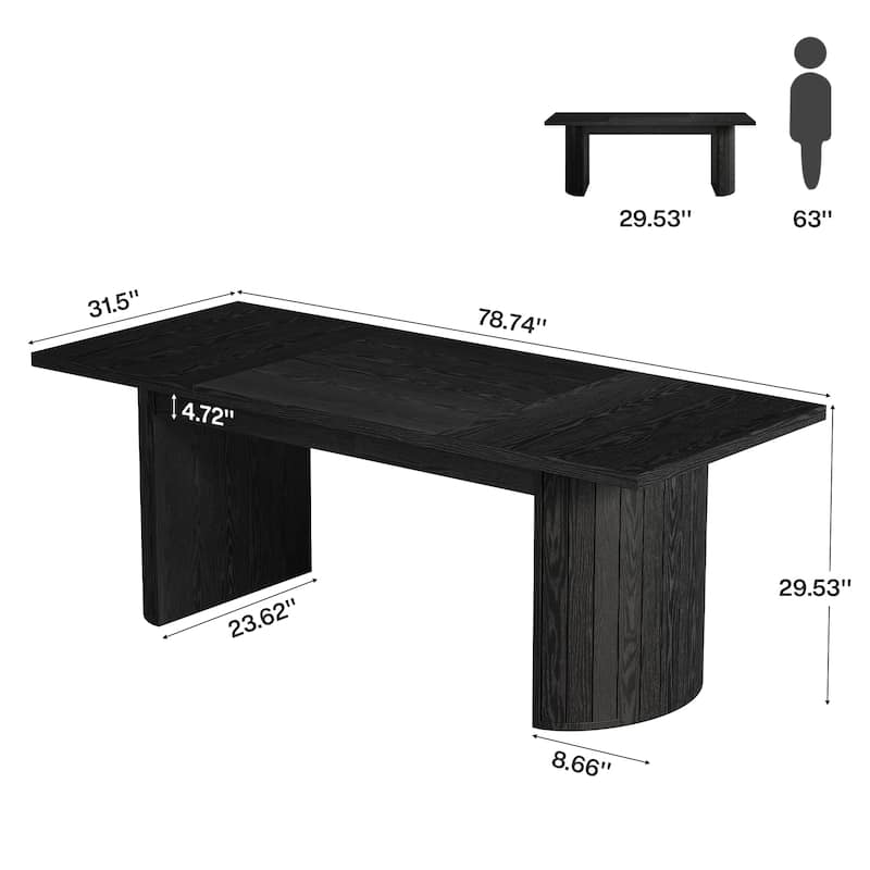 78.7 Inches Brown Wood Dining Table Kitchen Table for 8 People