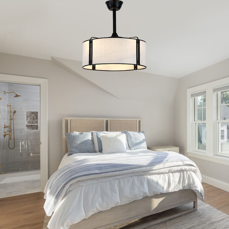 Bella Depot 19" Modern Caged Ceiling Fan with Light Kit and Remote Control 6-Speed Reversible DC Motor - 19”