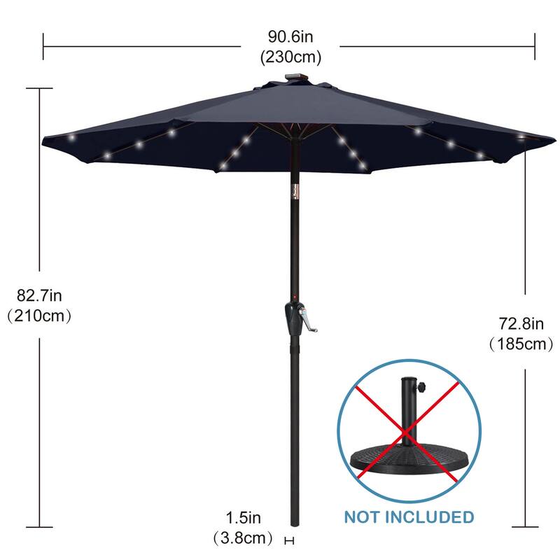 ABCCANOPY 7.5FT Outdoor Patio Solar Umbrella with 24LED Lights