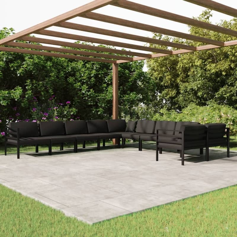 vidaXL Patio Lounge Set with Cushions Aluminum - 27.6" x 27.6" x 25.4"