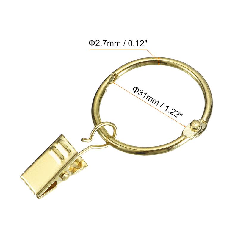 Curtain Rings with Clips, 14pcs - Curtain Clip Rings Hooks - Gold - 1.22 Inch