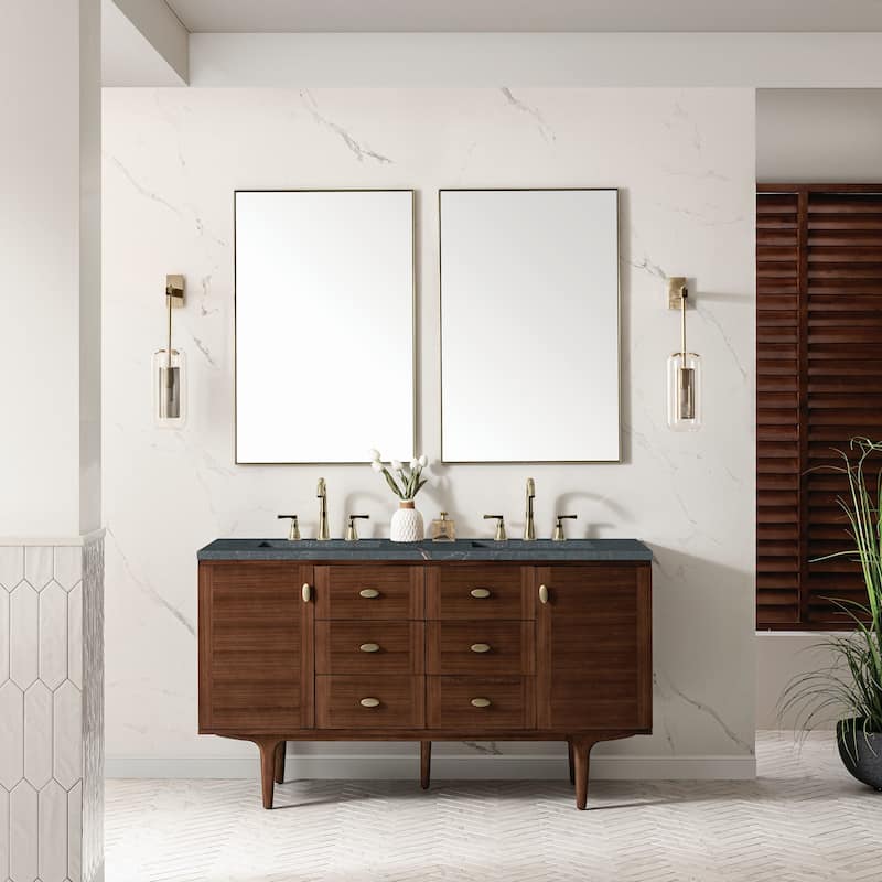James Martin Vanities 670-V60D-FPBL Amberly 60" Wall Mounted or Free