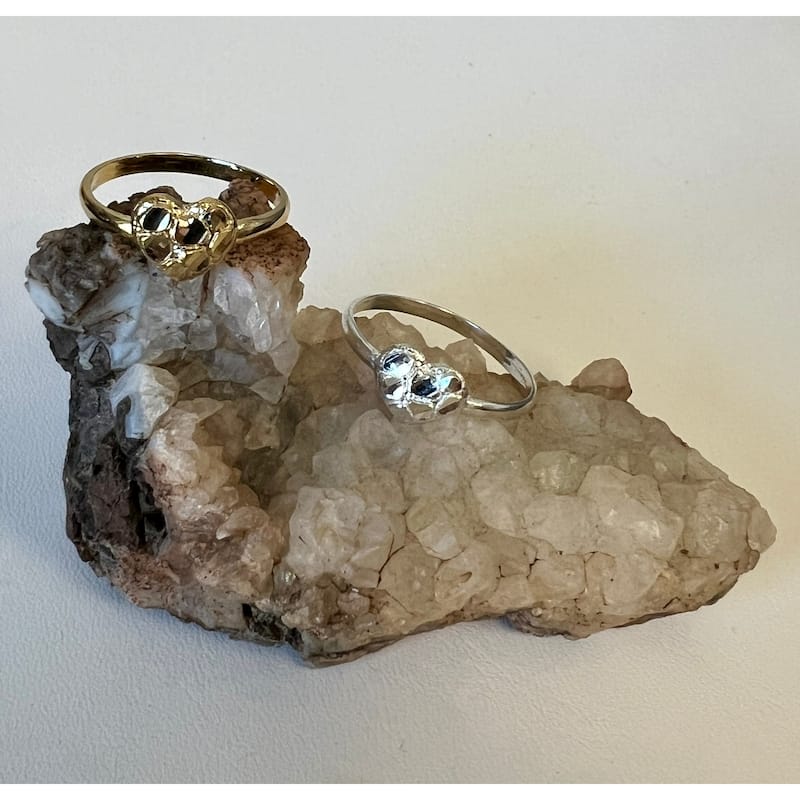 Sterling Silver and Gold Plated Silver Mini Heart Nugget Ring