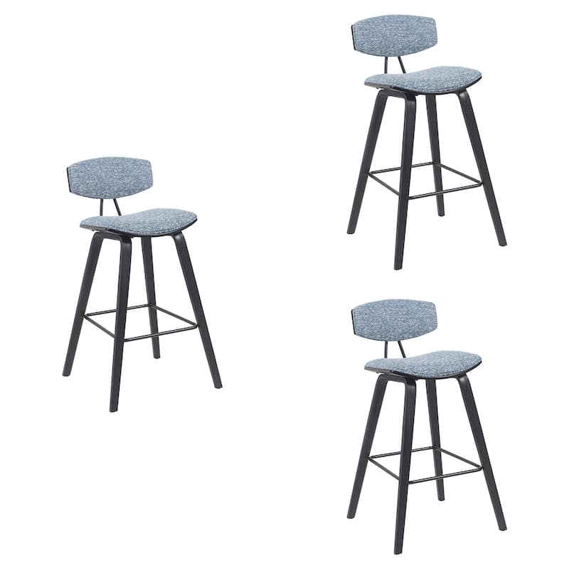 Fox Mid-Century Bar Stool, Upholstered Counter Height Chair with Bentwood Legs