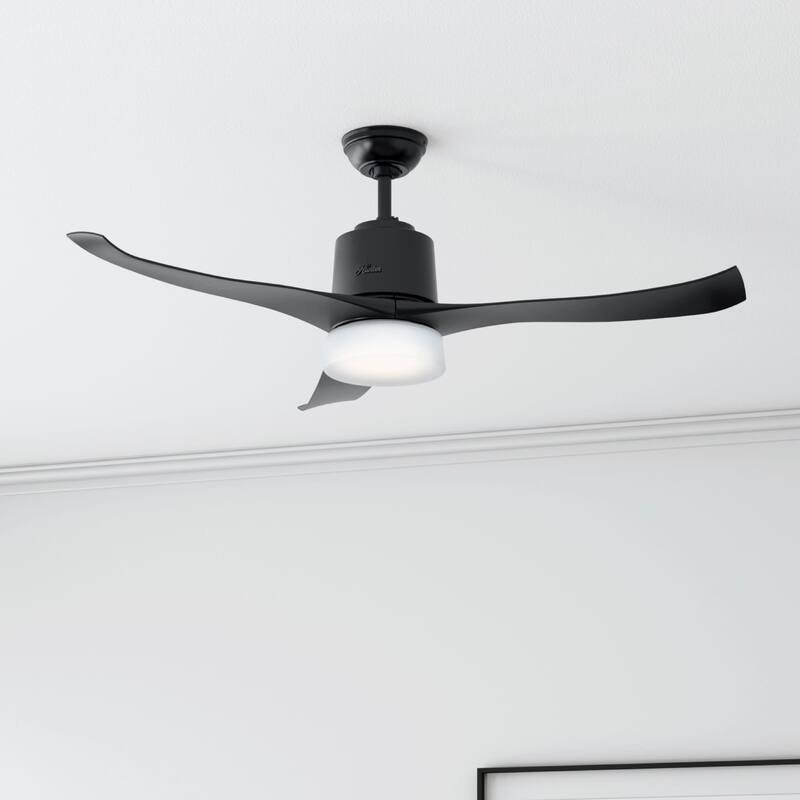 Hunter 54" WiFi Symphony Ceiling Fan with LED Light Kit and Handheld Remote, Smart Home Fan - Matte black
