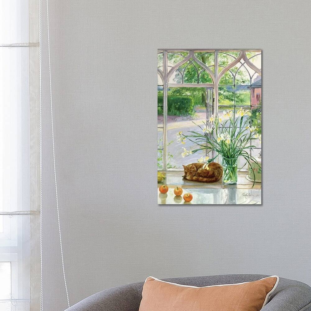 iCanvas "Irises And Sleeping Cat, 1990" by Timothy Easton Canvas Print