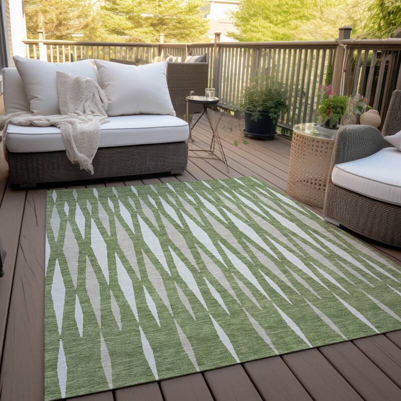Machine Washable Indoor/ Outdoor Chantille Mosaic Contemporary Rug