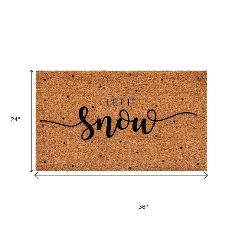 HomeRoots 24" X 36" Brown And Black Christmas Outdoor Coir Door Mat - 24.00' X '36.00