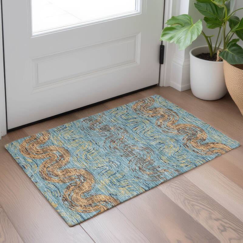 Machine Washable Indoor/ Outdoor Modern Ari Chantille Rug