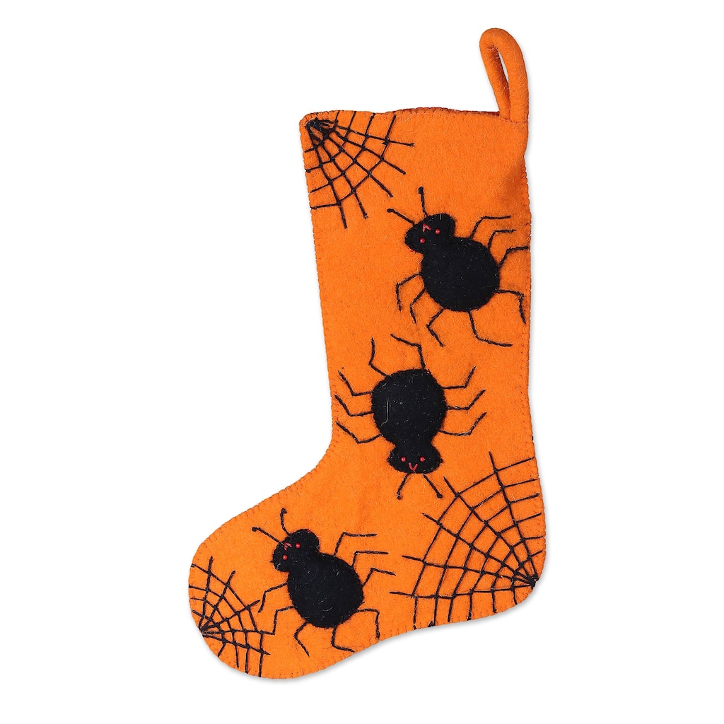 Novica Handmade Spooky Presents Wool Felt Stocking